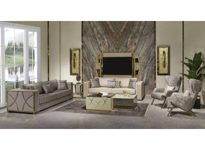 Luxus Sofagarnitur 3+3+1 Sëtzer Set Design Sofa Polster Couchen Modern.