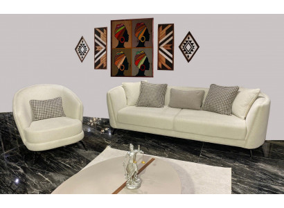Modern beige Canapé-Set 3+1 Sëtz Wunnzëmmer Miwwelen Luxus Set Canapé Couch