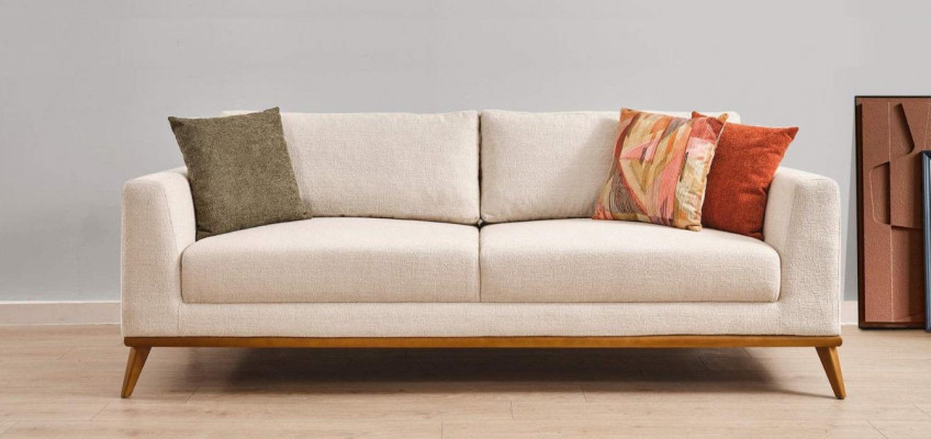 Stilvoll Wunnzëmmer-Set Wunnzëmmer-Set 3tlg. Modern Beige Canapé 3+3+1