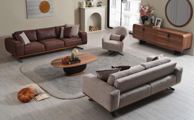 Luxus Sofa Garnitur 4+3+1 Sëtzer Modern Miwwelen Couch Wunnzëmmer Sofa Set