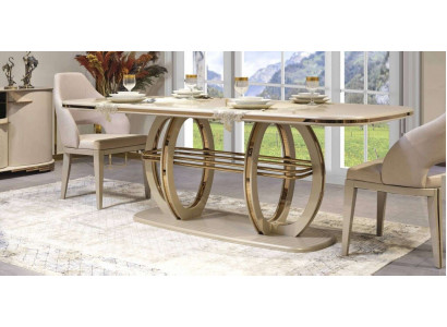 Iessdësch Iesszëmmerdësch Iesseck Iesszëmmersmiwwelen Dësch Holz Gold Beige