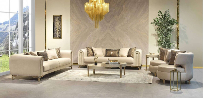 Sofa Garnitur 3+3+1 Sëtzer Sëtzpolster Couch Set Design Sofa Neiw 4-Stéck Stoff