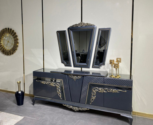 Sideboard Modern Kommode Anrichte Schaf mat 3 Spigelen Stauraum Barock