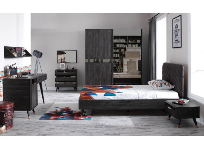 Luxuriéis Modernt Schlofzëmmer Set Stilvolle Kleederschaf Bett Set 7 Deeler Nei
