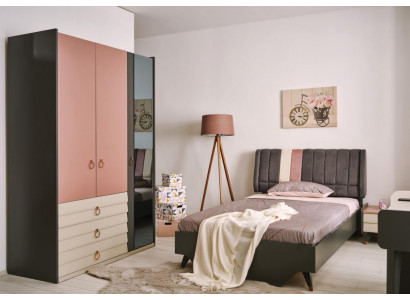 Schlofkummer Set Bett Nuetsdësch Kleederschaf Modern Luxus Setra Set