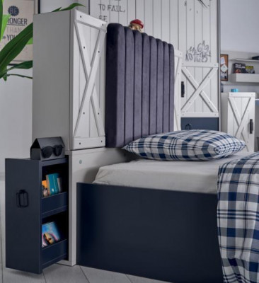 Luxus Modern Blo Schlofkummersaz Bett Kommode Bicherregal Holz Nei 3 Deeler