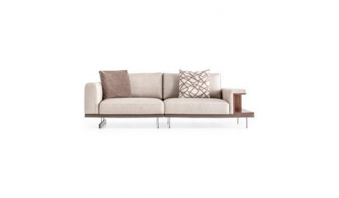 Modern beige Eckcouch Luxus L-fërmeg Couch Stoffssofaren Wunnzëmmertubakfen
