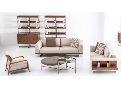 Beigefaarweg Modern Sofagarnitur Dräisëtzer Zweisëtzer Set Luxus Stoffsmiwwelen
