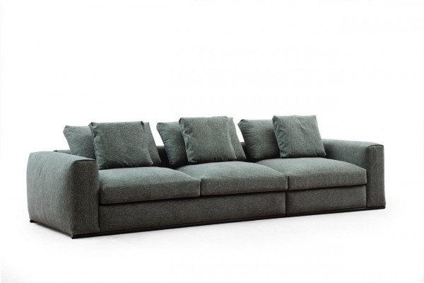 Wunnzëmmer Sofa 3-Sëtzer Polstersofaen Design Holz Textil nei Modern