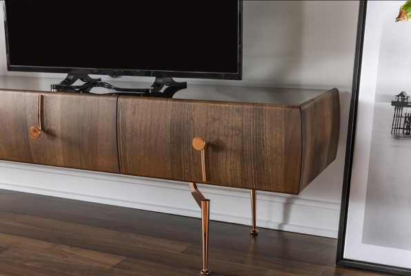 Wunnwand RTV Lowboard TV Ständer Sideboard Garnitur Braun Holz Regaler
