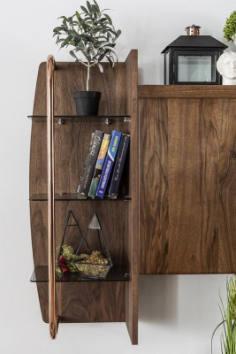 Wunnwand RTV Lowboard TV Ständer Sideboard Garnitur Braun Holz Regaler