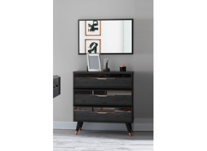Modern Kommode mat Spigel Luxus Modern Design Schlofzëmmer Holz Set 2-deleg.