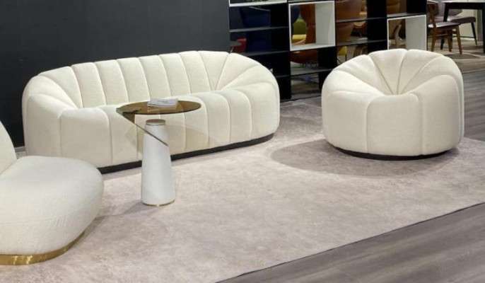 Exklusiv Gemittlech Wäiße Wunnzëmmer 3-Sëtzer Sofa Modern 2x Still nei