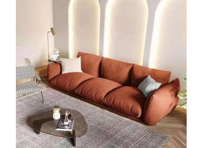 Canapé 3 Sëtzer Textil Holz Modern Braun Canapé Polster Sofa Luxus Nei Canapé