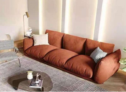 Canapé 3 Sëtzer Textil Holz Modern Braun Canapé Polster Sofa Luxus Nei Canapé
