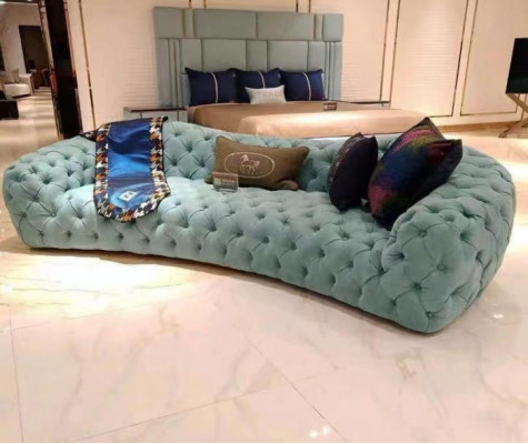 Chesterfield Drëschefelscanapé 3-Plaz Gréng Polster Canapé Design Konschtlieder nei Modern