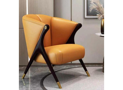 Design Luxus Orangë Fautteuil Chair Sofa 1 Plaz Fernseh Chaise Liederlook