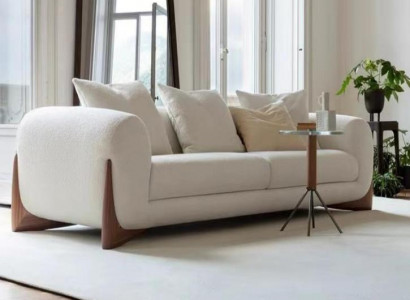 Sofa 3 Sëtz Plaz wäiss héichwäerteg Polstersofa Design Textil nei modern