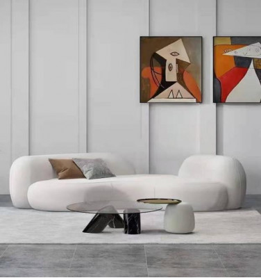 Moderne Sofa 3 Sëtzer Wäiss Héichwäerteg Polster Sofas Design Textil nei stilvoll