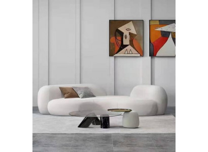 Moderne Sofa 3 Sëtzer Wäiss Héichwäerteg Polster Sofas Design Textil nei stilvoll
