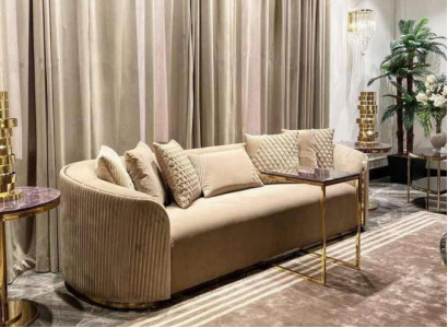 Sofa 3-Sëtzer Sofas Sëtzen Modern Sofa Luxus Stoff Wunnzëmmer Dräisëtzer