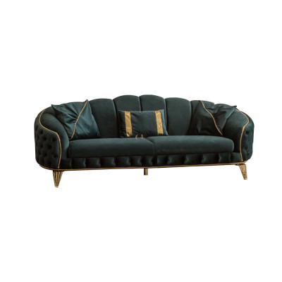 Chesterfield 2x 3-Sëtzer Couch Këssen Sëtz Textil Stoff Couchen Sofa