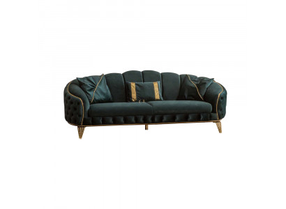 Modern Chesterfield Gréng Sofa 3 Sëtz Couchen Dräisëtzer Nei Textil Metall