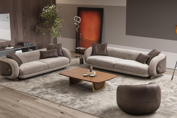 Luxus Sofagarnitur Sofa Braun Garnitur Sofase 4 3 1 Sëtzer 3-deel Set Gepolstert.