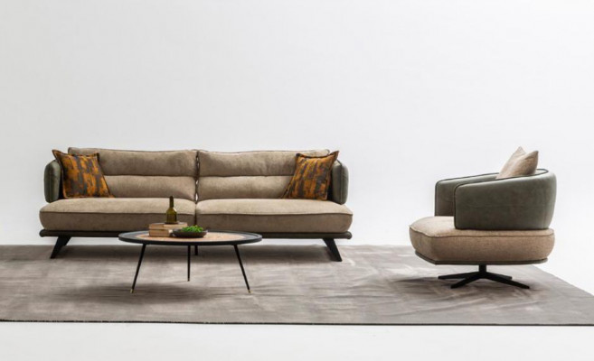 Luxus Sofagarnitur Sofa 3 Sëtzer Fotell Stoff Modern Méifaarweg Modern Set nei