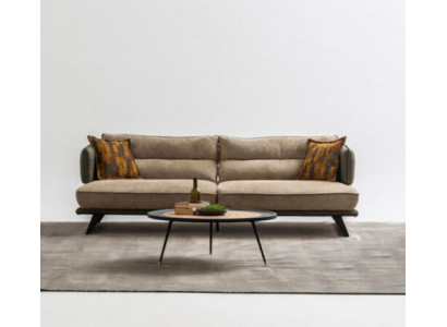 Sofa 3 Sëtzer Polstersofa Méifarweg Textill Sëtz Design Stoff Modern Sofas