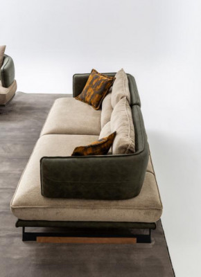 Sofa 3 Sëtzer Polstersofa Méifarweg Textill Sëtz Design Stoff Modern Sofas
