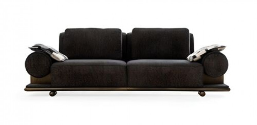 Modern 3-Sëtzer Sofa Schwaarz Héichwäerteg Polster Sofasen Design Textil nei