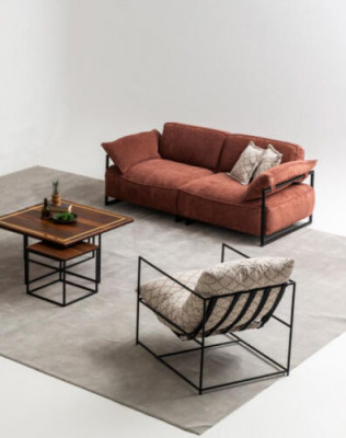 Wunngszëmmer Rosa Textil Canapé 3 Sëtzer Luxus Miwwelen Sëtz Design Lounge nei