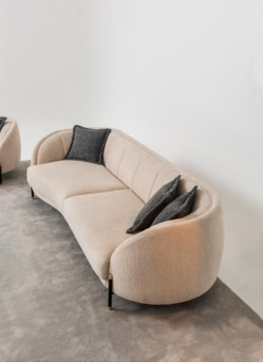 Modern Sofa 3 Sëtzer Beige Héichwäerteg Polster Sofas Design Textil nei