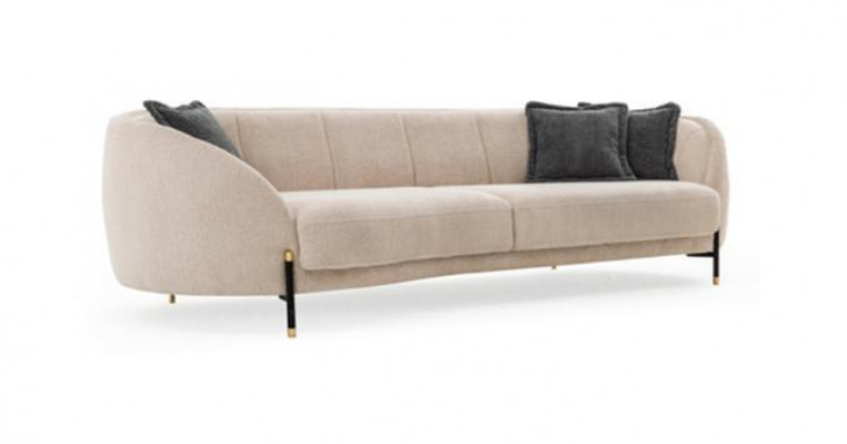 Modern Sofa 3 Sëtzer Beige Héichwäerteg Polster Sofas Design Textil nei