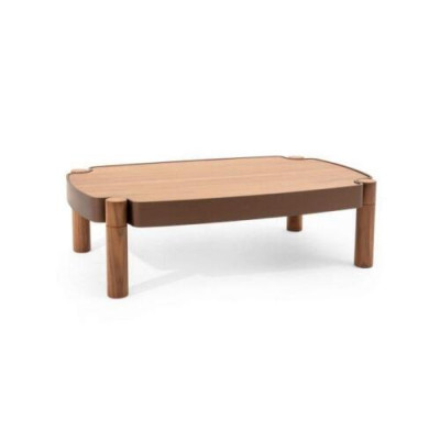 Stilvollen Holz Couchtisch mat Holzplack Luxuriéis Miwwel fir Wunnzëmmer