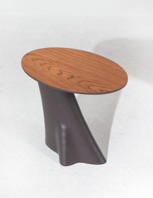 2x Bäizdëscher mat Holzplack an schwaarzer Faarf Modern Wunnzëmmer