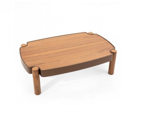Stilvollen Holz Couchtisch mat Holzplack Luxuriéis Miwwel fir Wunnzëmmer