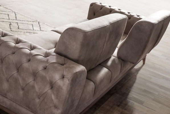 Grouse Këssen Dräisëtzer Luxus Chesterfield Wunnzëmmer 3-Sëtzeger