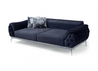 Schwaarzt Chesterfield Design Textil Material Modern 3-Sëtzer Stoffsofa
