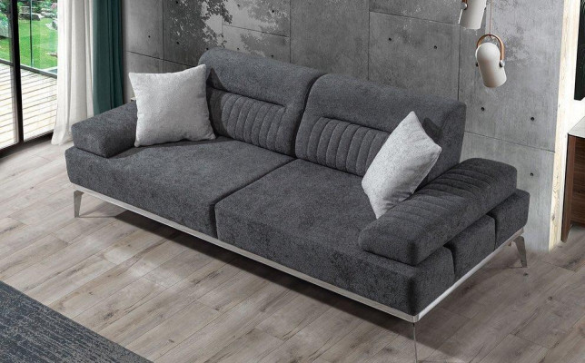 Grou Wohnzimmer 3-Sëtzer Stoffcouch Modern Luxus Design Textil Material