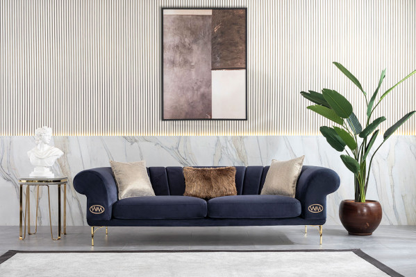 Moderne blo-béisch Sofagarnitur Designer 3+1 -Sëtzer Luxus Wunnzëmmer Fauteuil