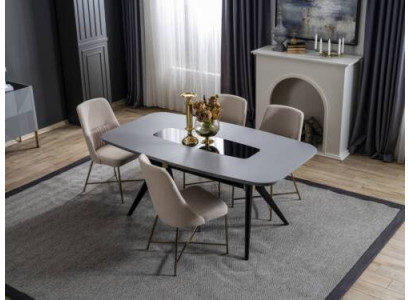 Grouss-wäiss Iesszëmmer Miwwelen Iessdësch Luxus 4x Polstersstill Moderne Set