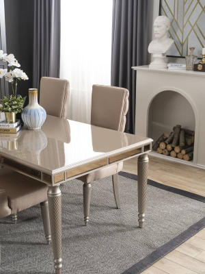 Luxus Iesszëmmer Set Iessdësch 4x Still Holz Textil Iessgrupp Garnitur