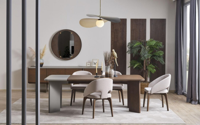 Grouss Iesszëmmer Garnitur Designer Iessdësch 4x Still Sideboard Spigel