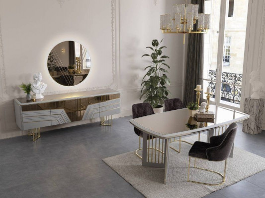 Iessgruppen Modern Iesszëmmer Garnitur Iessdësch 4x Still Säitleit Set