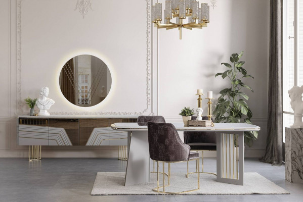 Iessgruppen Modern Iesszëmmer Garnitur Iessdësch 4x Still Säitleit Set