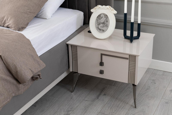 Modern Schlofzëmmer Set duebel Bett Nuetsschränk Kleederschaf Luxus