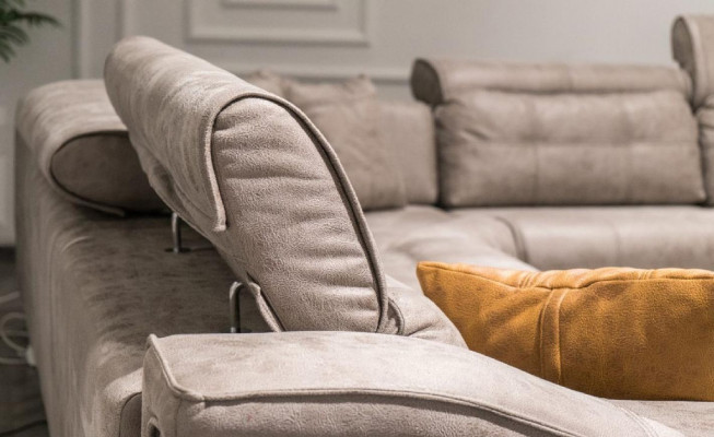 Robust Gro Eckcanapé Wunnzëmmer an L-Form Liederkanapé Designer Couches