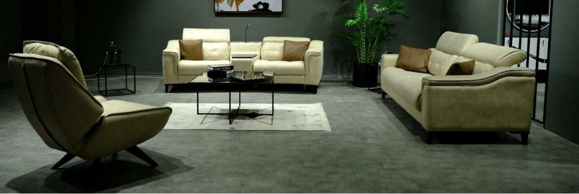 Beige Zwee-Sëtzer Designer Sofa 2-Sëtzer Wunnzëmmer Luxuriéis Sëtzméibel
